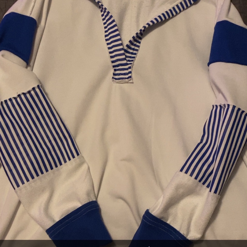 Amazon Women's Long Sleeve Top - Blue and White Striped